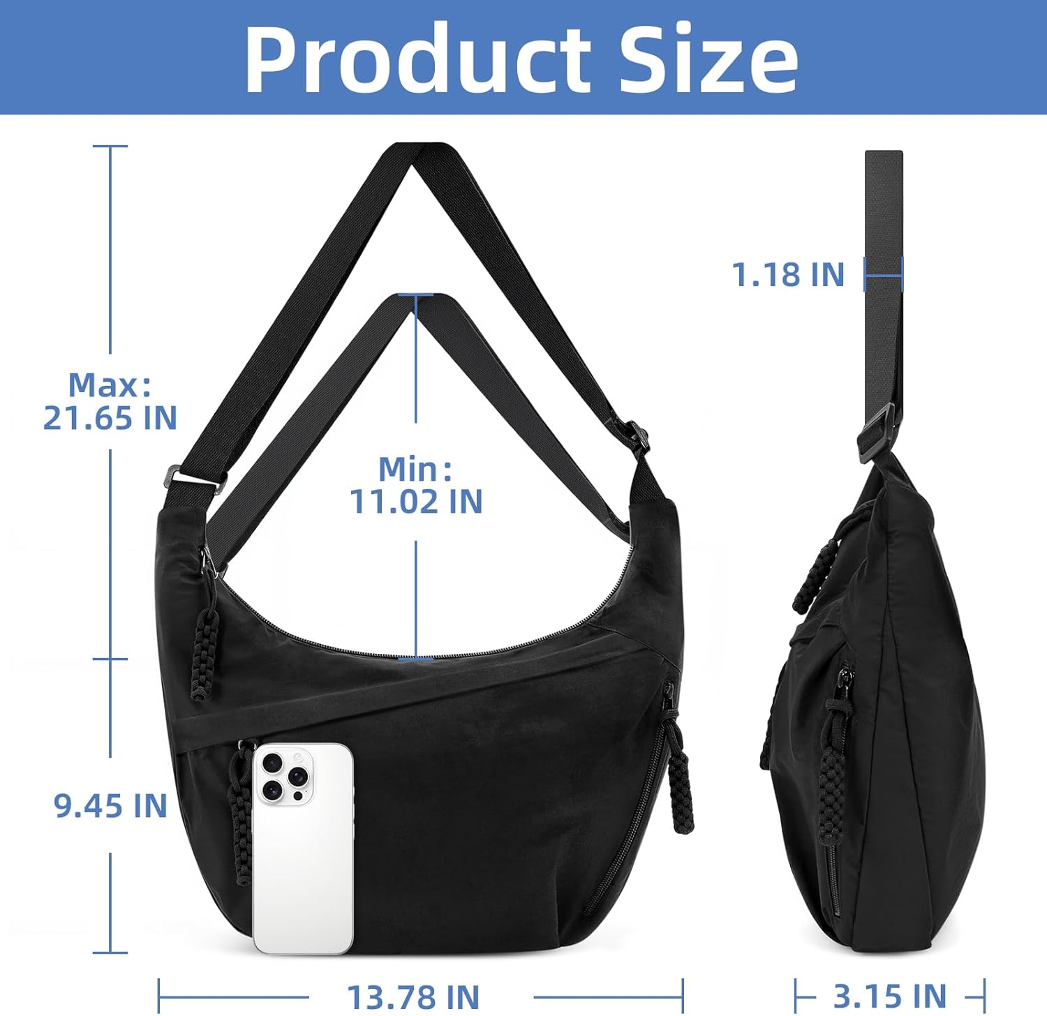 Crescent Crossbody Bag for Women, Casual Sling Dumpling Purse with Adjustable Strap - Image 6