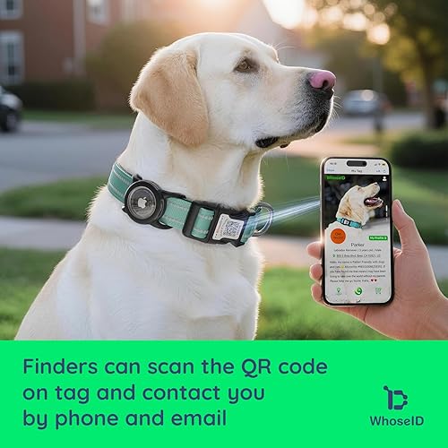 Miniatura 18 de Collar para perro Airtag con código QR, collar reflectante con soporte para Airtag, acolchado suave y hebilla de bloqueo de seguridad, collar Negro