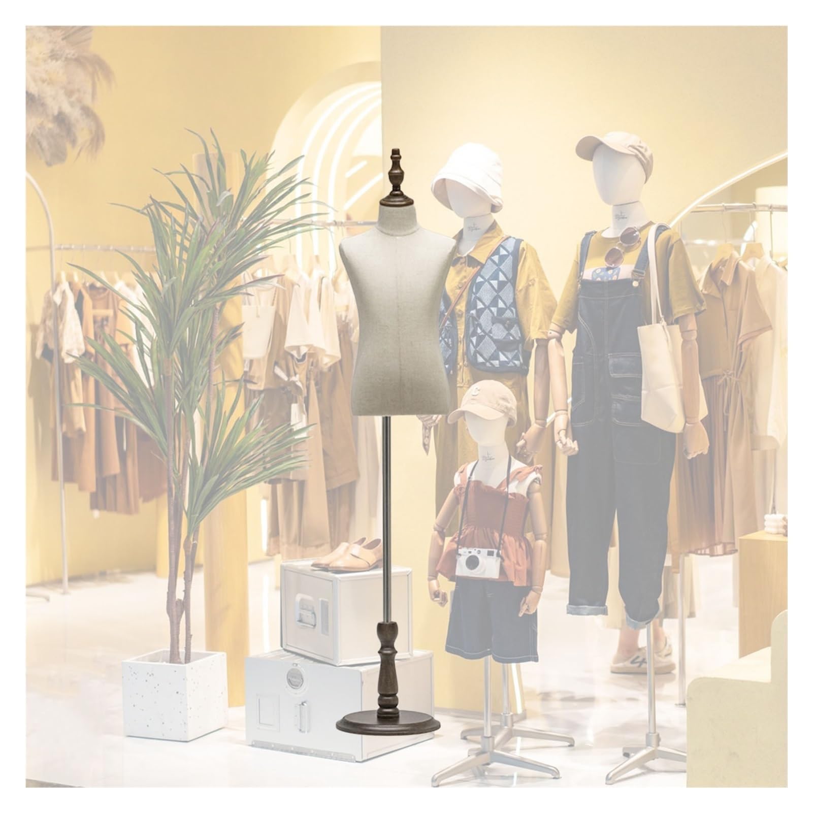 Générique Mannequin pour Enfant, Mannequin de Couture pour Enfant, Buste de Mannequin Enfant avec Base en Bois, Buste de Mannequin Ajustable pour vitrine de vêtements, 2-3 Ans (A 1