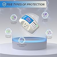 Vista 6 de BSEED Protector de voltaje, protector de sobretensiones de salida única para electrodomésticos, enchufe multifunción con protección para montaje