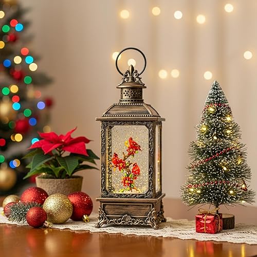 Miniatura 7 de Linterna de globo de nieve de Navidad, linterna brillante de agua iluminada con cable USB y funciona a baterías, para regalos y decoración de
