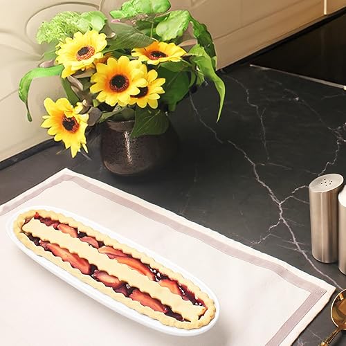 Miniatura 6 de Ceramics Olive Plate, Olive Cookies Tray - Large, Chip Resistant,White Porcelain Olive Canoe, Dishwasher Safe, for Snacks, Condiments,Appetizers