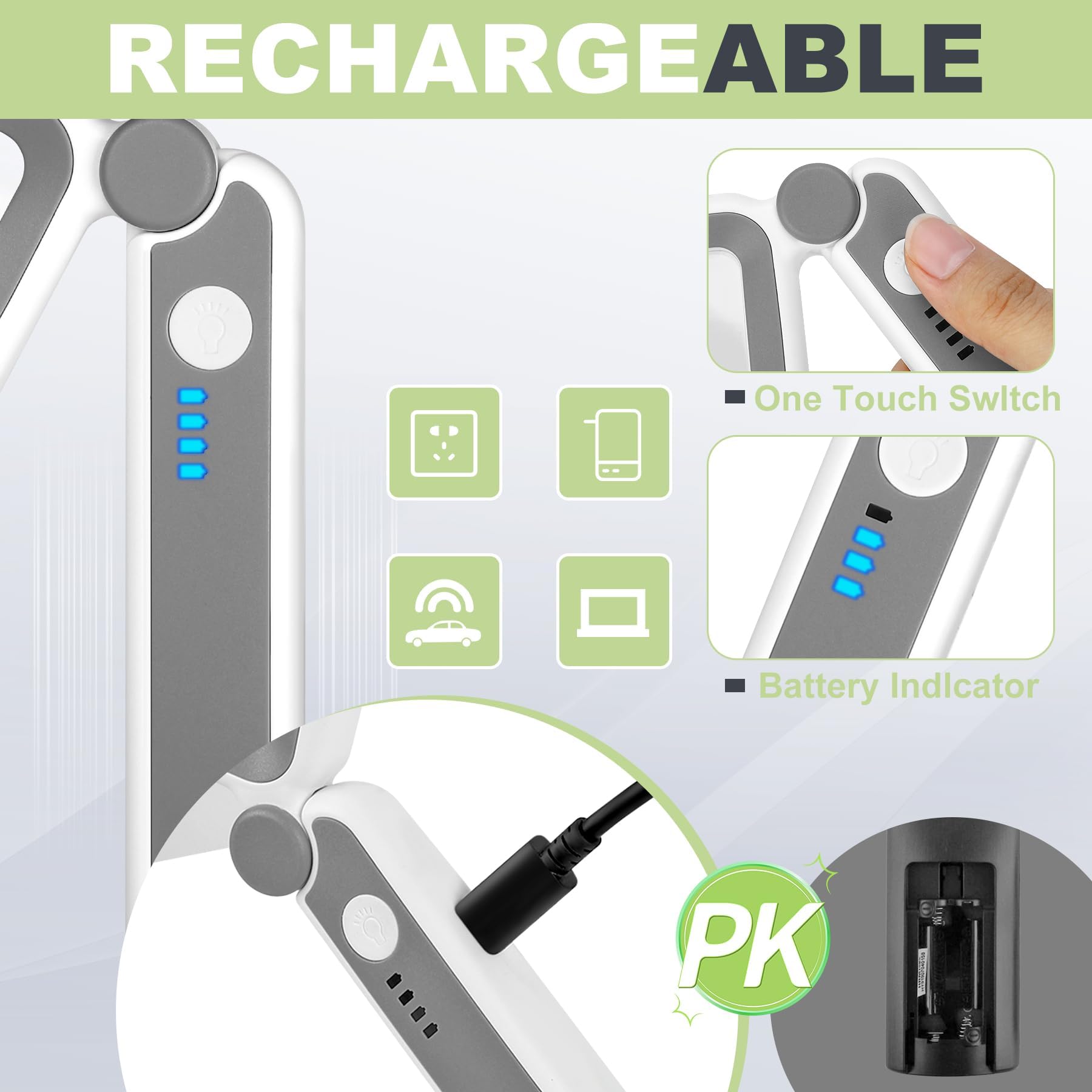 Loupe de Lecture Rechargeable Tobegiga avec éclairage - Grande loupe de 12 x 7,5 cm pour Personnes âgées et malvoyantes - Loupe légère pour Lire Les journaux et Les Petits caractères
