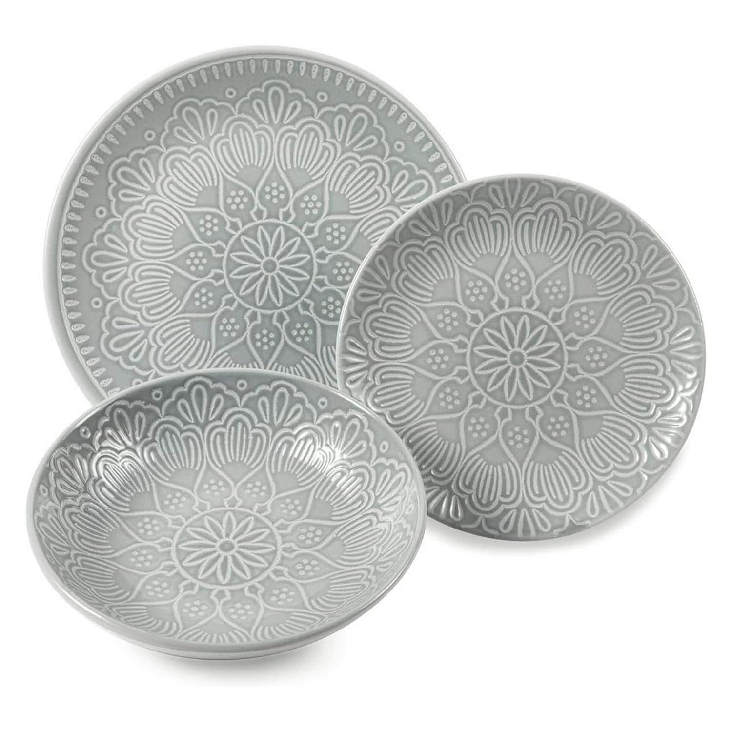Villa d'Este Home Tivoli 5902642 Juego de Platos Llanos Luxor de Gres, Multicolor, Caja de 18