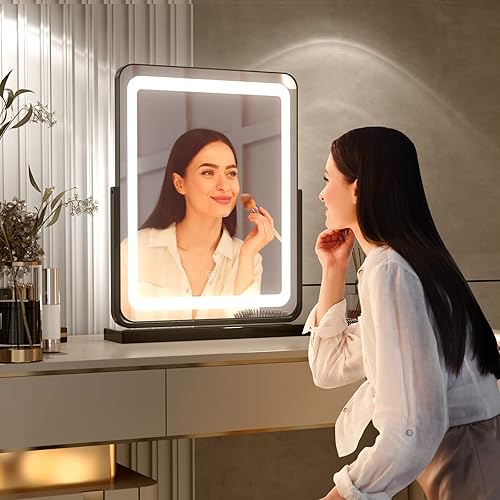 Miniatura 4 de PRIMETEK Espejo de tocador de maquillaje con luces, espejo grande iluminado para escritorio, dormitorio, vestidor, espejo iluminado con LED