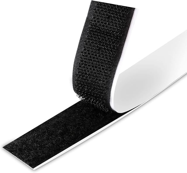 Gifoto Hook and Loop Tape, Self Adhesive, Double Sided, Sticky, Strip, Black Stick Tape Roll, for Indoor Installation, Can be Glued and Separated Any Time(2 cm x 1.8 m)