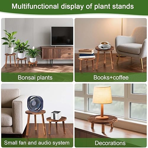 Miniatura 6 de Soporte para plantas de interior, soporte de esquina de 3 piezas, estante para plantas, banco de macetas, adecuado para escenarios interiores