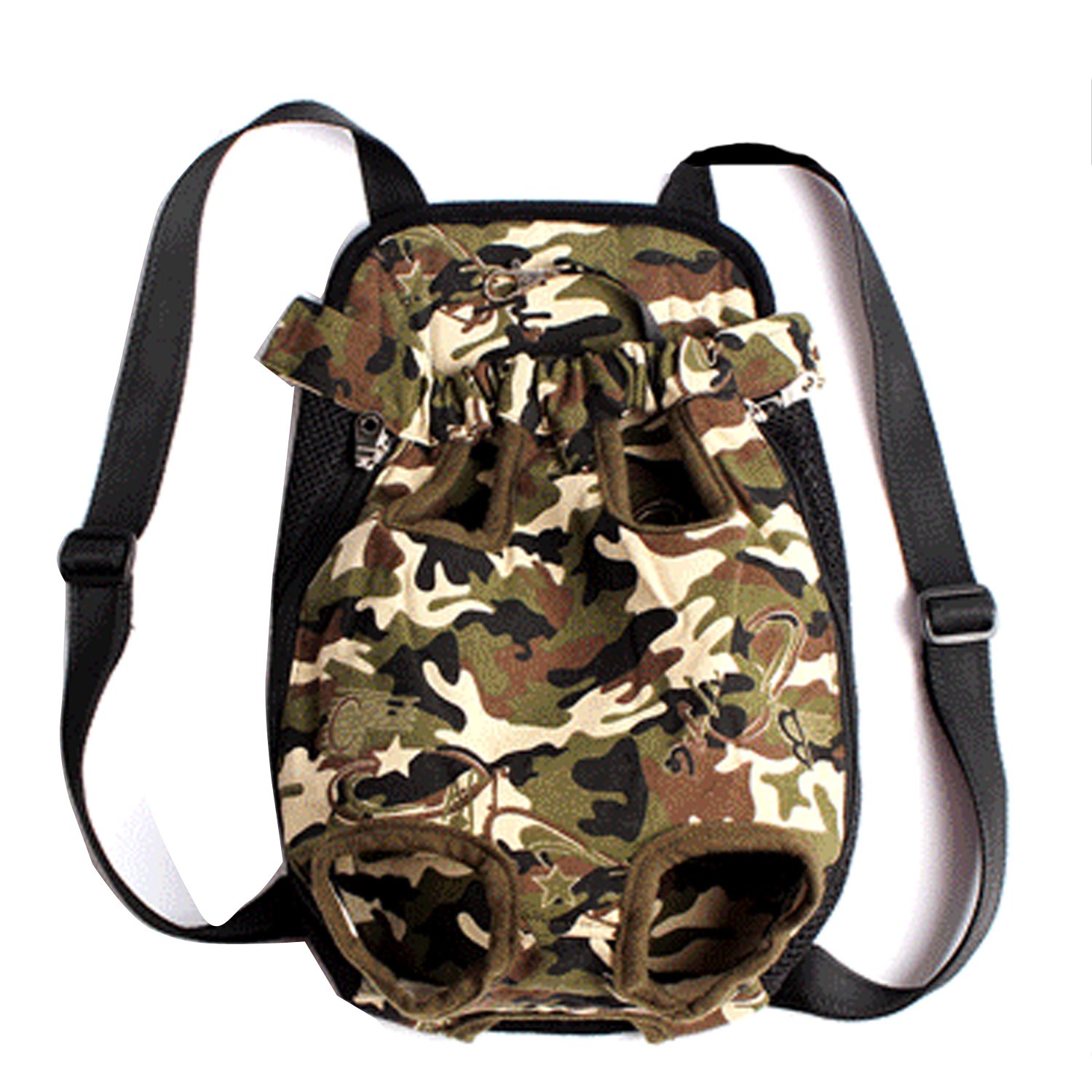Pet Dog Backpack Carrier Puppy Pouch Cat Front Bag Back Pack With Legs Out (S, Camouflage)