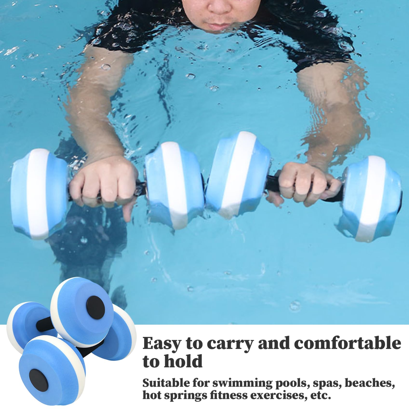 Haltères Aquatiques En Mousse EVA - Poids Flottants Pour Piscine - Fitness Aquatique Résistance - Lot De 1 Ou 2 (vert, Bleu, Rose, Gris)