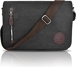 Men's Shoulder Bags, 14 Inch Computer Bag Laptop Messenger Bags, Vintage Canvas Canvas Shoulder Bag, School Bags, Work & School, Black, Black/White