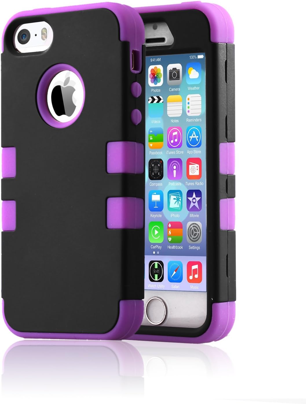 iPhone 5 Case,iPhone 5S Case, BENTOBEN 3 Piece Hard Plastic Shell Silicone Hybrid iPhone 5 Cases Shock Proof Drop Resistance Anti-Slip Cover for Apple iPhone 5 5S, Black/Purple