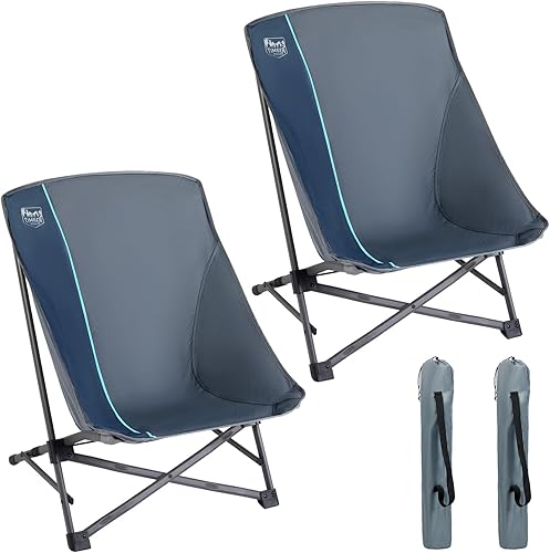 TIMBER RIDGE Silla de camping plegable para adultos, sillas de playa estables de asiento bajo con bolsa de transporte, silla portátil de respaldo