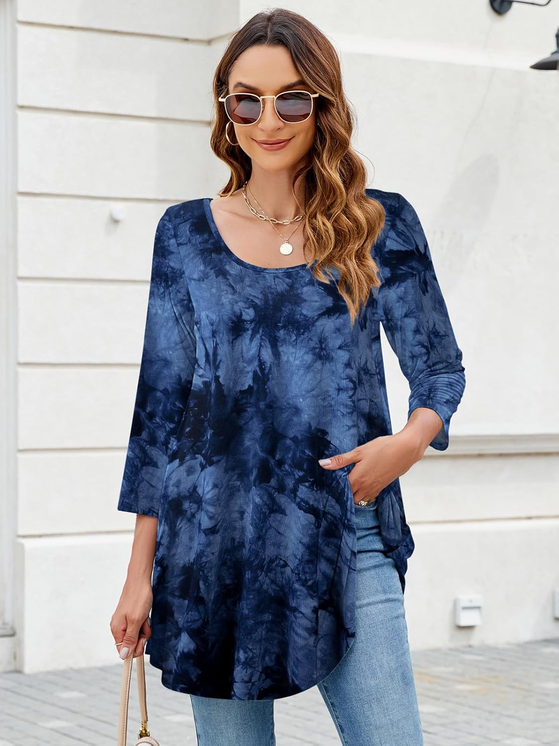 ZENNILO Women Casual Loose Fit Swing Flare Tunic Tops Basic Plus Size Flowy Shirt - Image 3