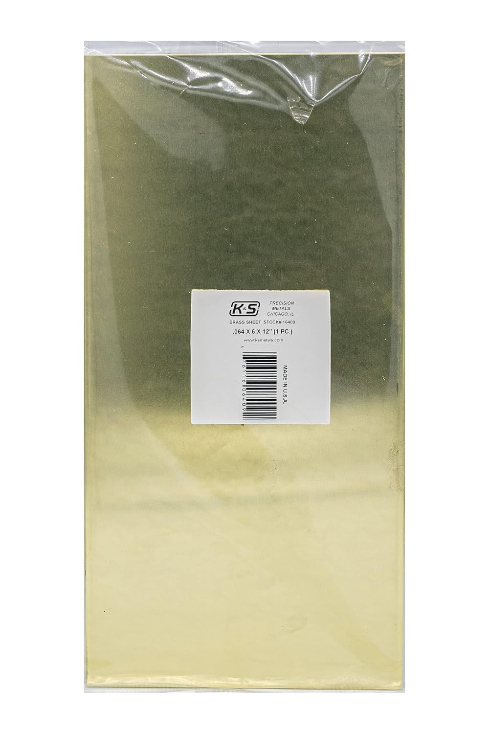 K&S 16409 Brass Sheet, 0.064" Thick x 6" Wide x 12" Long, 1 Piece, Made in The USA
