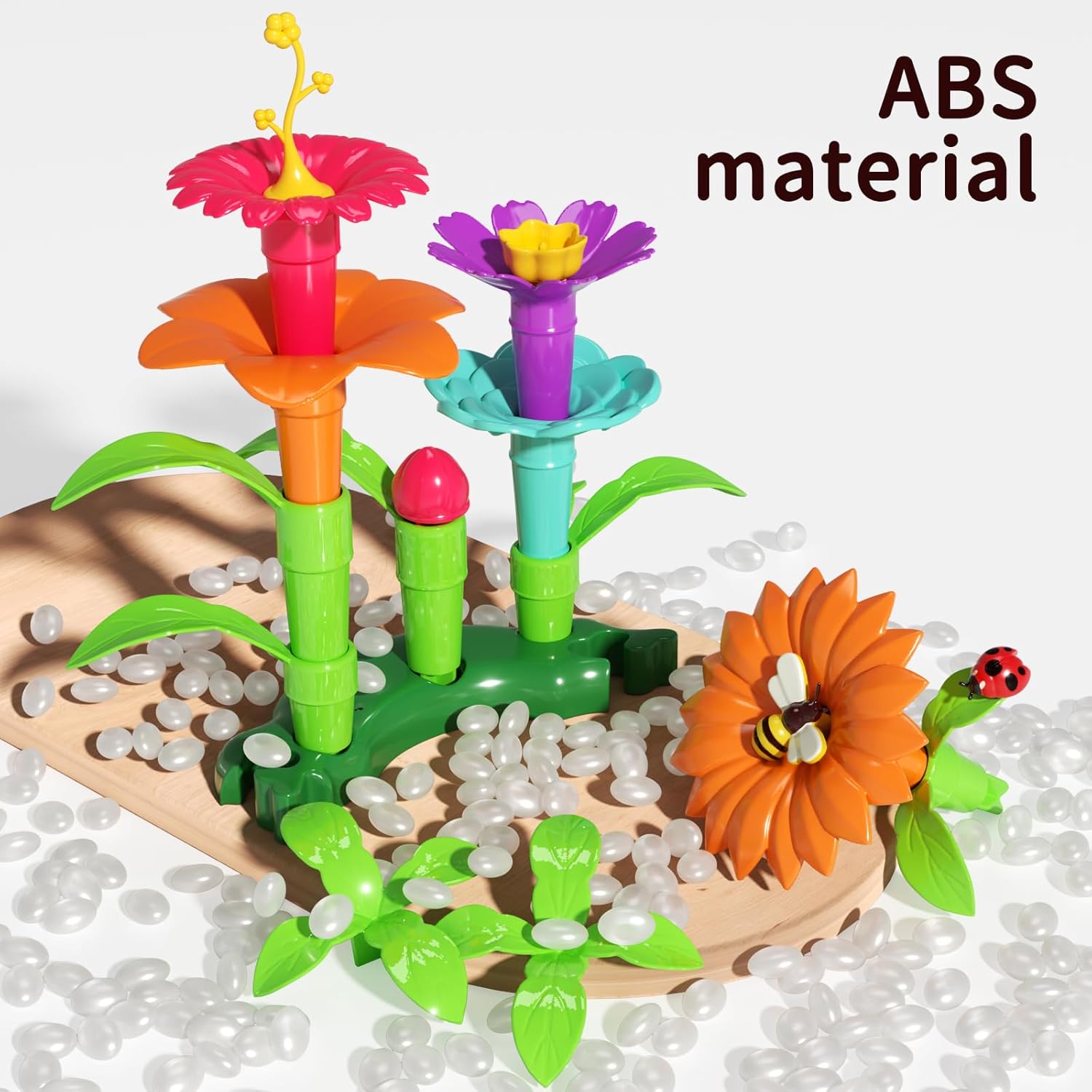 TEMI 224 PCS Flower Garden Building Toys for Girls Toys, Educational STEM Toy and Preschool Garden Play Set for Toddlers 3 4 5 6 7 8 Year Old Kids Boys Girls, Flower Stacking Toys for Kids Age 3-8