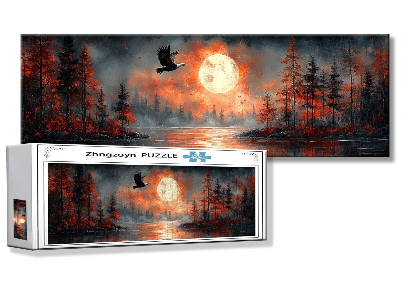 Puzzle Paysage 900 Pieces Aigle Puzzle Adultes 87 x 34 cm DIY Difficile Classiques Jigsaw Panoramique, Adulte Jeu éducatif, 2025 Bois Jigsaw Art Impossible Famille Challenge, Cadeau pour Femme P-7