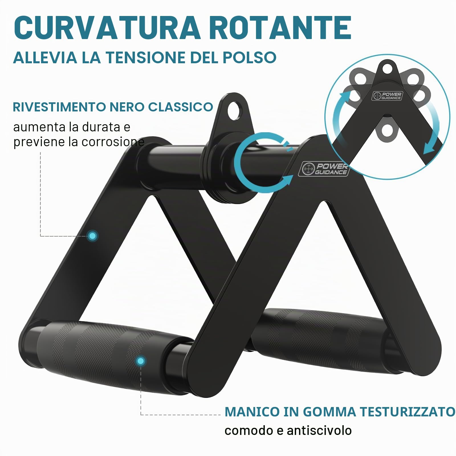 POWER GUIDANCE Attacco per trazioni tricipiti, Accessori per macchine via cavo palestra domestica, Attacco trazioni LAT Peso fitness,Corda tricipiti, Barra trazioni LAT, Barra a V con rotazione