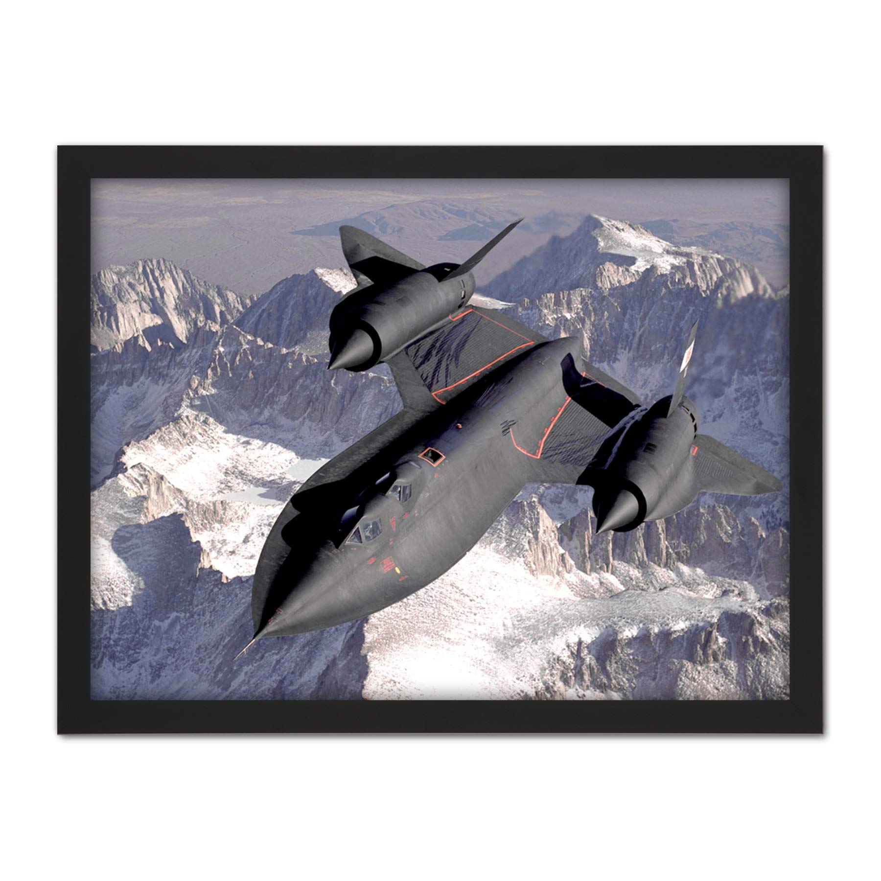 Military USA USAF SR-71B Blackbird Aircraft Photo Artwork Framed Wall Art Print 18X24 Inch