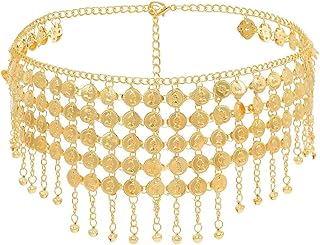 [J's select] ベリーダンス ダンス レディース ウエスト チェーン コイン ベルト 腰巻 アクセサリー 衣装 (ゴールド)