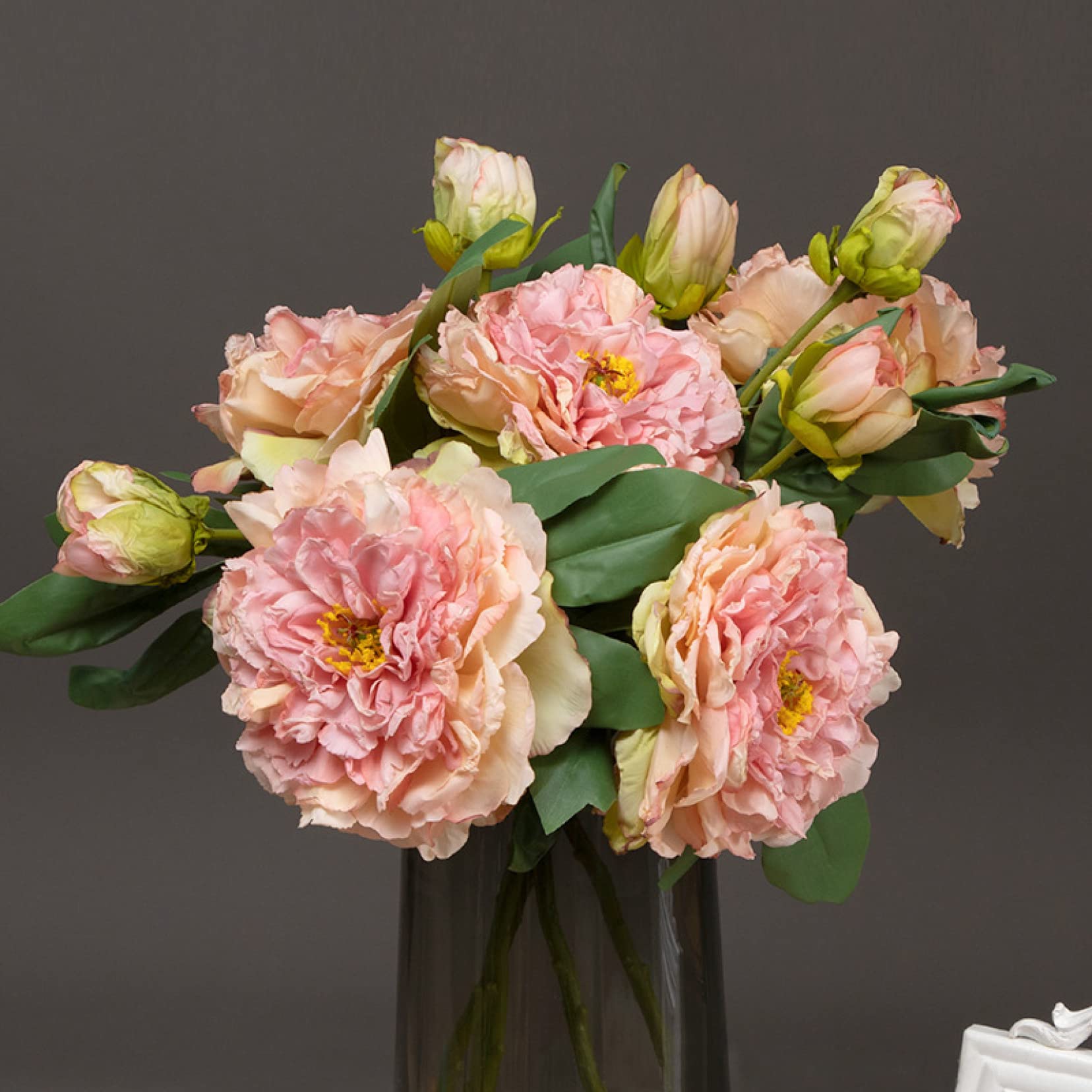 Amazon｜造花 枯れない花 アートフラワー 桃色 1本 牡丹 花 ブーケ