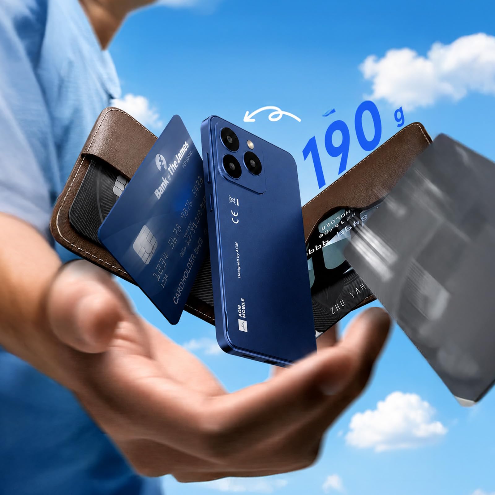 AGM Note N2 Smartphone Android 16 Go, Mini Handy Ohne Vertrag | 4,96 Zoll Display, 3000 mAh Akku, 3GB+32GB, ultradünnes Gehäuse für Schülerhandy, 4G Dual SIM/5MP/IP54/GPS/blau