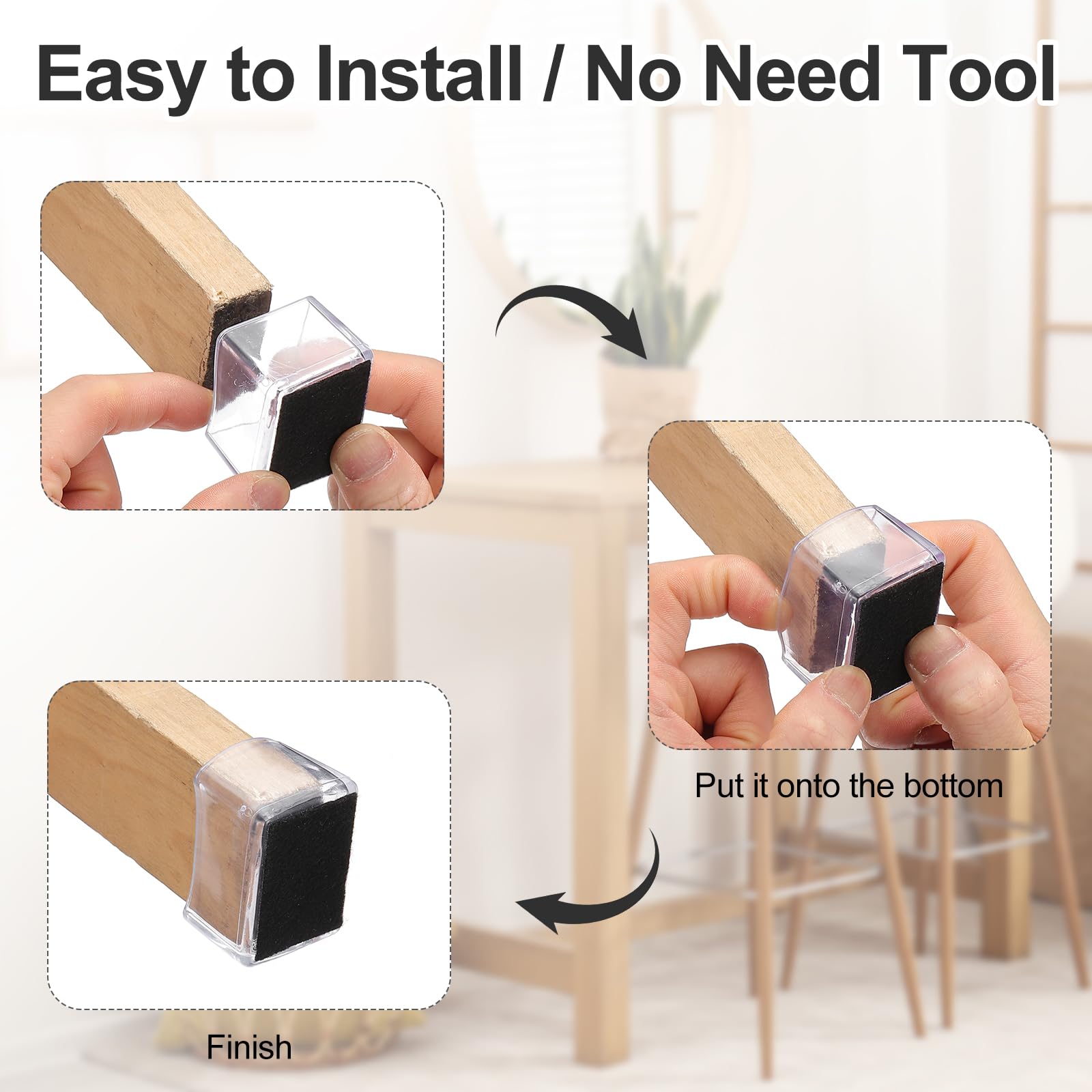 PATIKIL Chair Leg Floor Protector for Hardwood Floors 20 Pcs Rectangle PVC Felt Fit 2.36" x 1.18" Furniture Leg Cap Furniture Feet Cover Furniture Feet Carpet Small Slider - Image 4