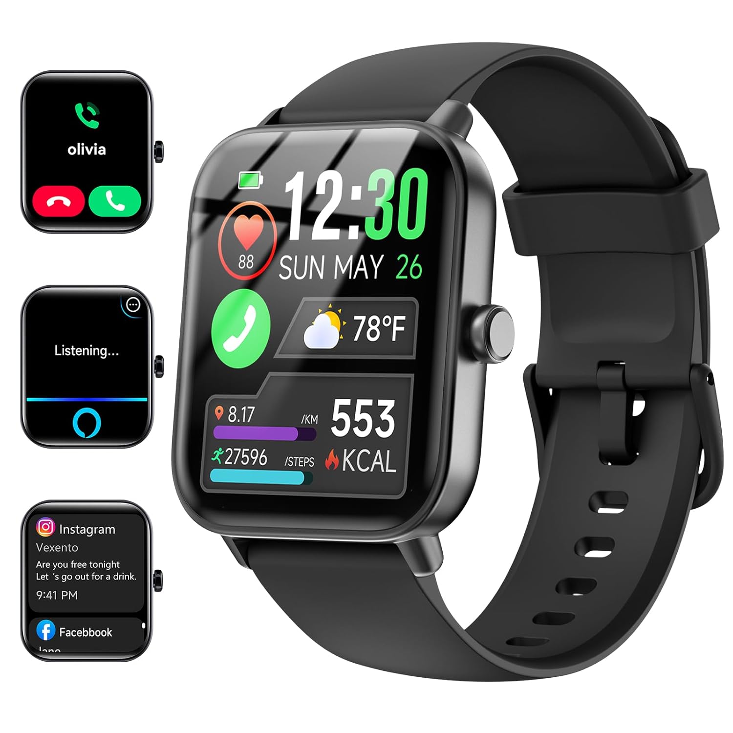 Smart Watches for Women Men Smart Watch for Android Phones and iPhone Compatible Alexa Built-in 1 8 Fitness