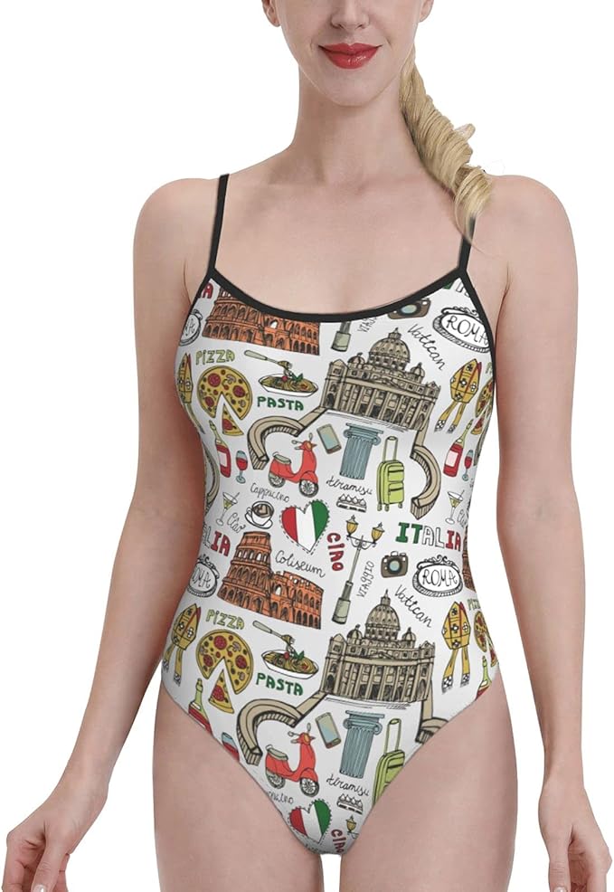 Italian Rome Art Women's One Piece Swimwear Swimsuits Bathing Suits