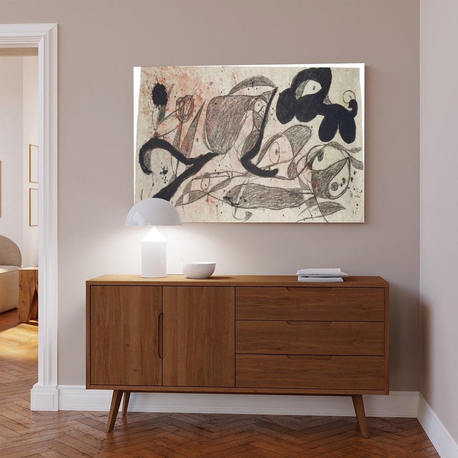WCYB Joan Miro Prints plakat na płótnie, motyw: Oiseaux, Chien, do biura, salonu, bez ramy, 40,6 x 61 cm (dł. x szer.)