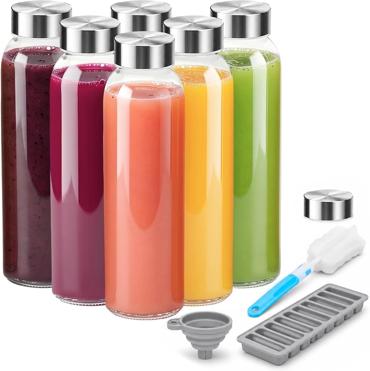 Zukro 18 oz Clear Glass Juice Bottles
