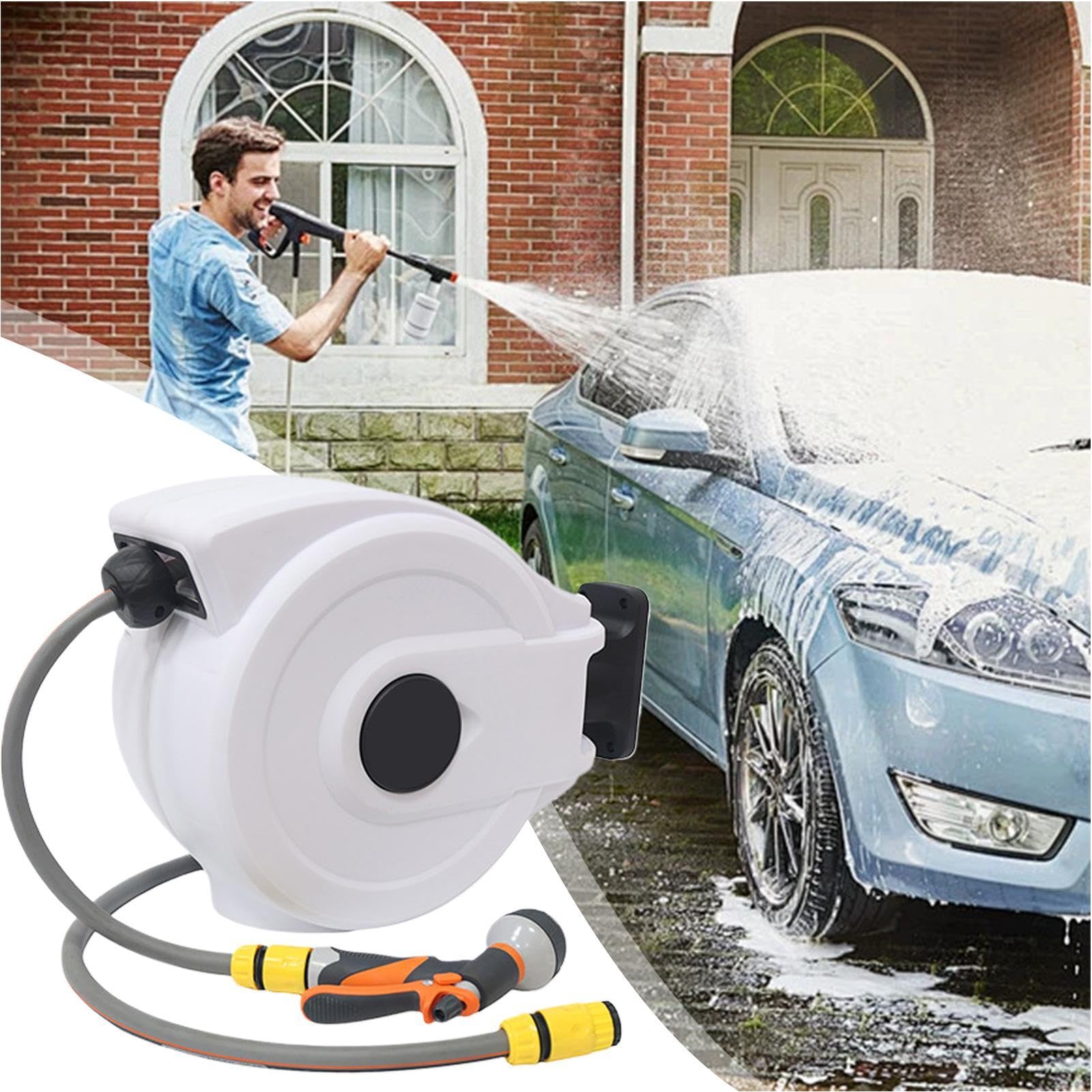 Avvolgitubo per acqua,Rocchetto per tubo da giardino,Bobine di tubo 'acqua | retrattili automatiche - Tubo esterno retrattile ad alta resistenza, attrezzatura per lavaggio auto,