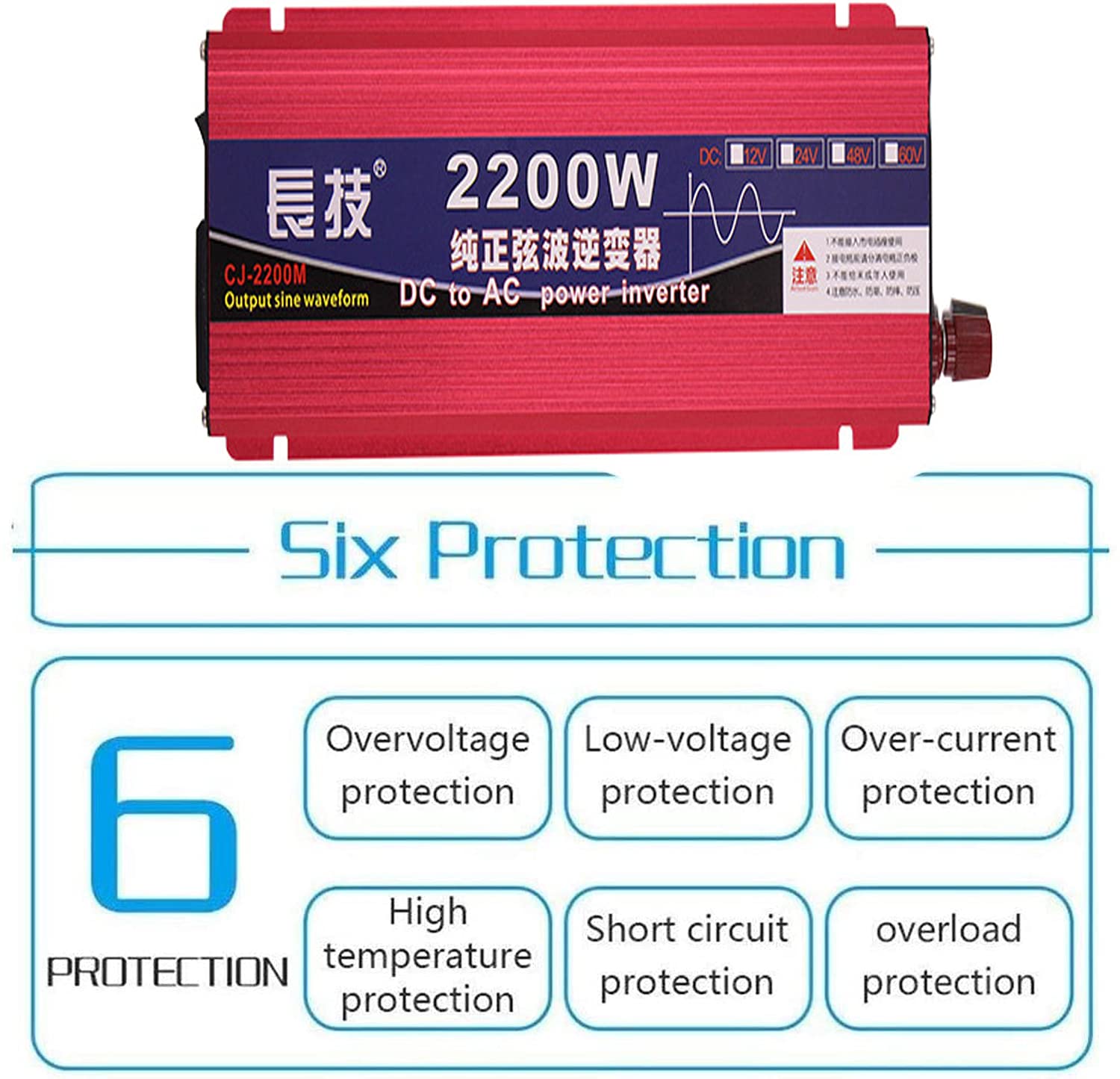 Falownik samochodowy 1600 W 2200 W ładowarka samochodowa DC 12 V 24 V 48 V 60 V do AC 220 V 230 V 240 V auto czysta fala sinusoidalna interfejs przetwornica napięcia przetwornik do samochodu/laptopa (1600 W, 24 V)
