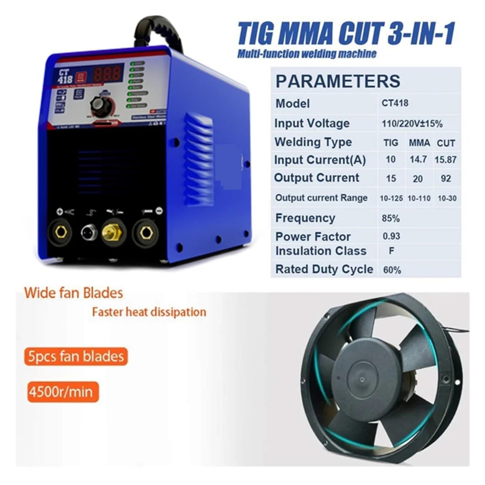 Przecinarka plazmowa, Spawarka plazmowa 4 w 1 CT418 TIG CUT MMA PULSE DC Inverter 220 IGBT Tig do metalu