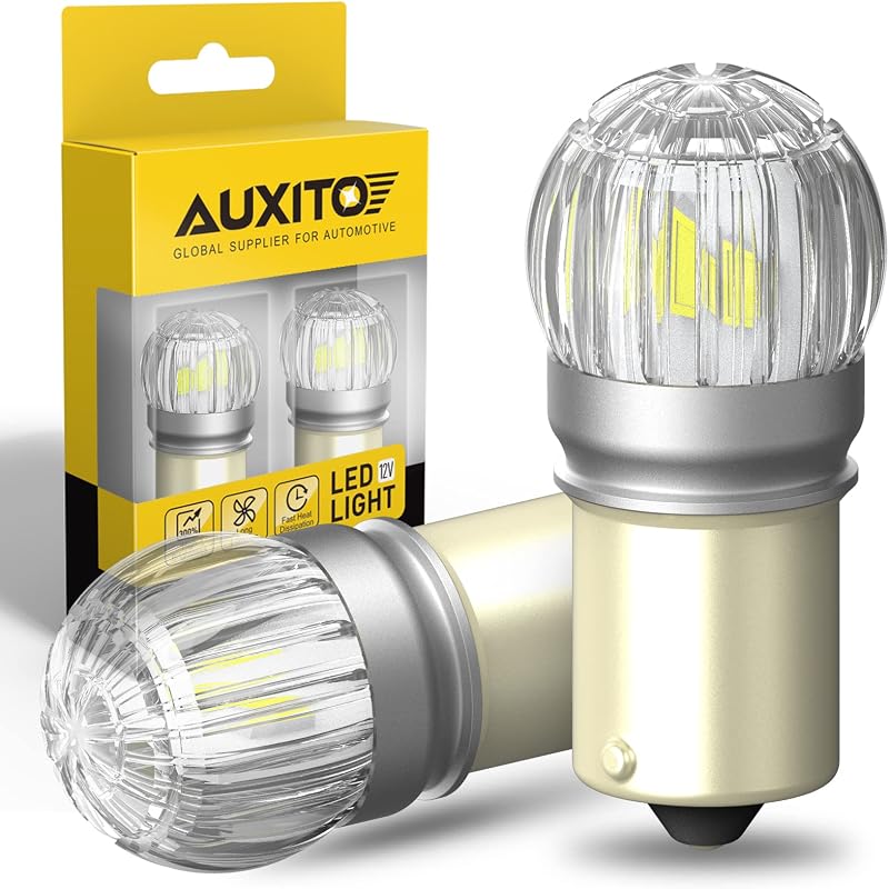 Lâmpada LED 1156 AUXITO branca 6000 K BA15S 7506 para luz de ré, freio, DRL e lanterna – Pacote com 2