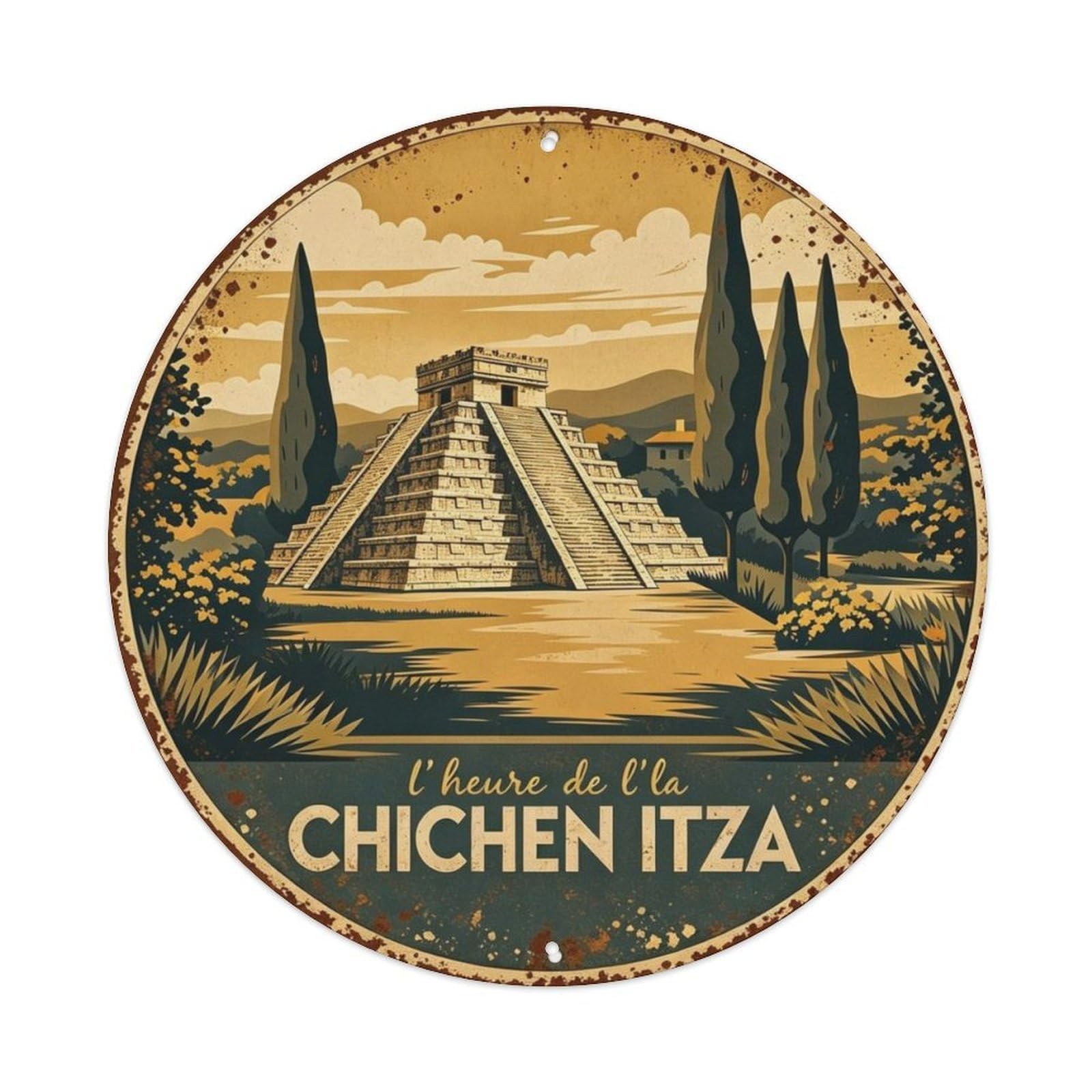 Chichen Itza Metal Tin Sign Plaque