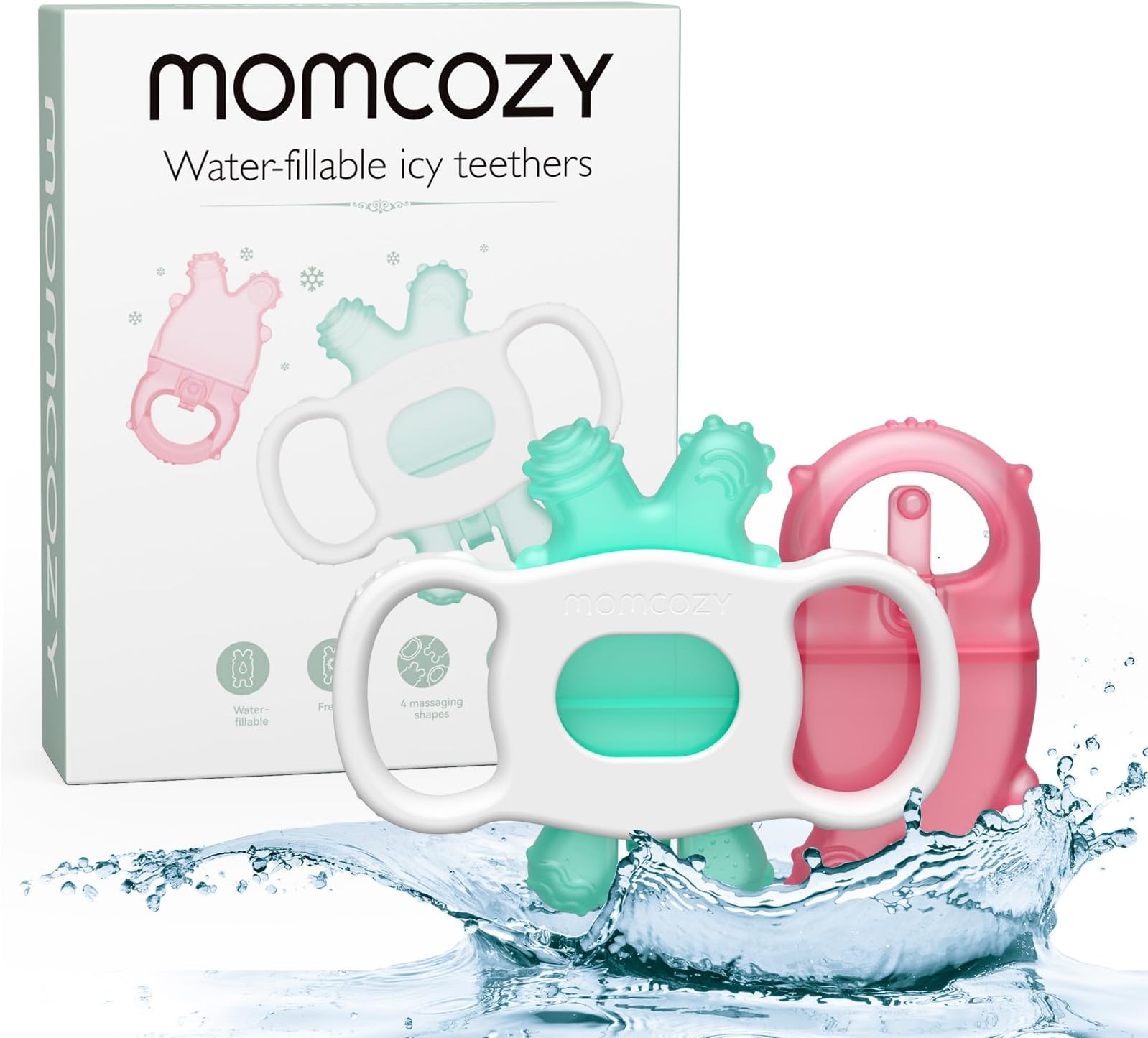 Baby Teether Toys | Food Grade Silicone Teething Relief 0-6 Months | Toy 6-12 Months | Baby Essential | Green and Pink