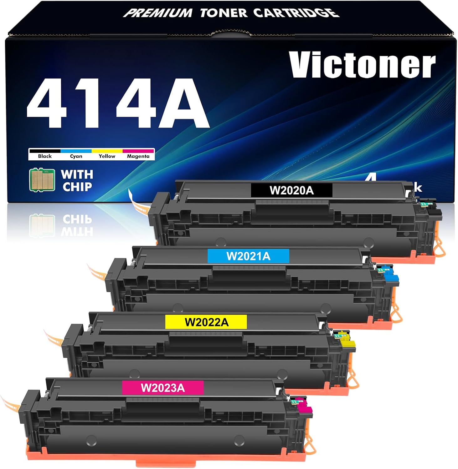 414A Toner Cartridges 4 Pack MFP M479fdw Compatible Replacment for HP 414A 414X W2020A for HP Color Laserjet Pro MFP M479fdw M454dw M479fdn M454dn M479dw M479dn Printer Ink (Black Cyan Yellow Magenta)
