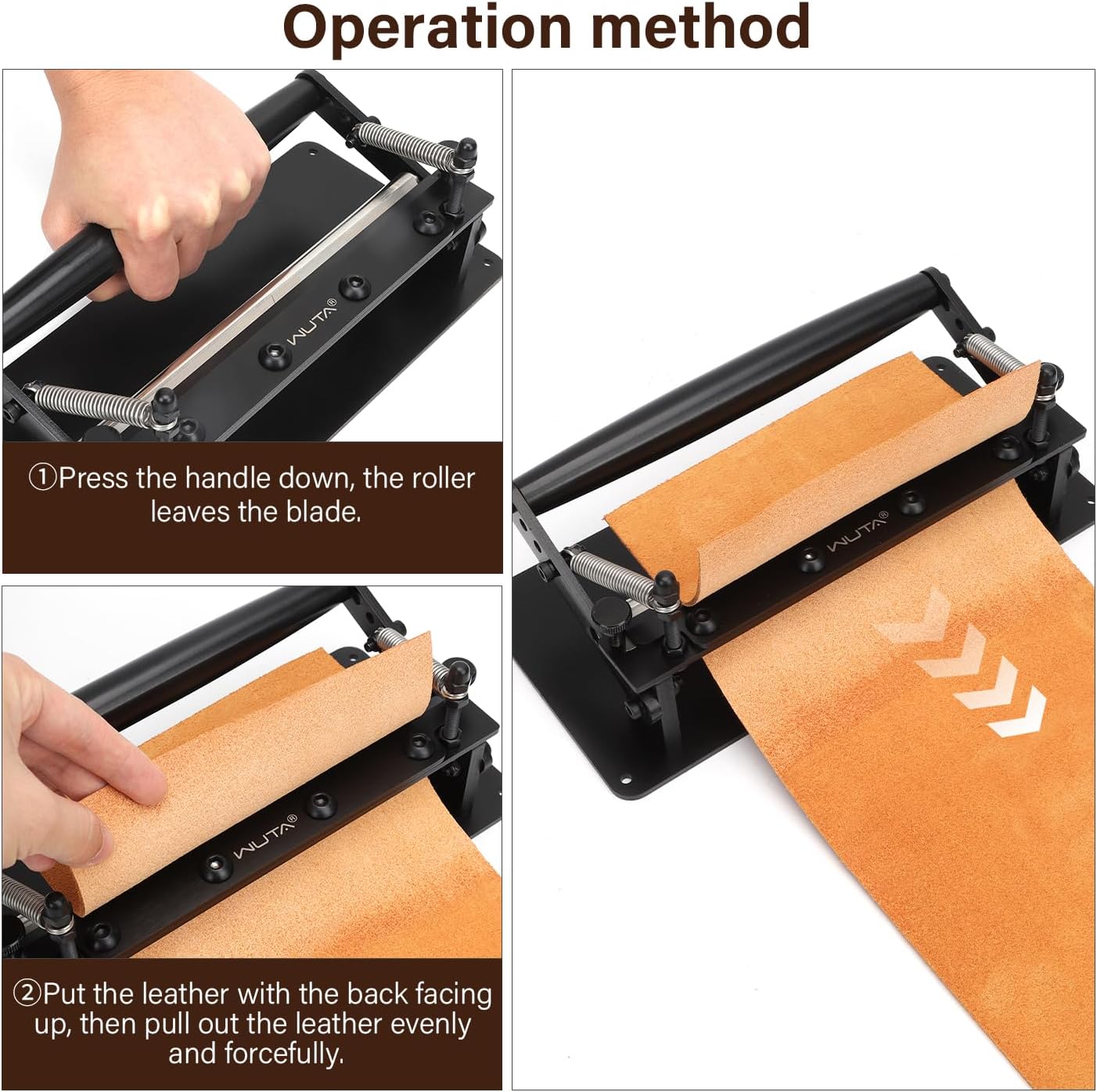WUTA Black Leather Skiver,Large Manual Leather Skiving Machine with D-Clip,Strap Cutting Thinning Tools,Leather Working Tools for DIY Leathercraft