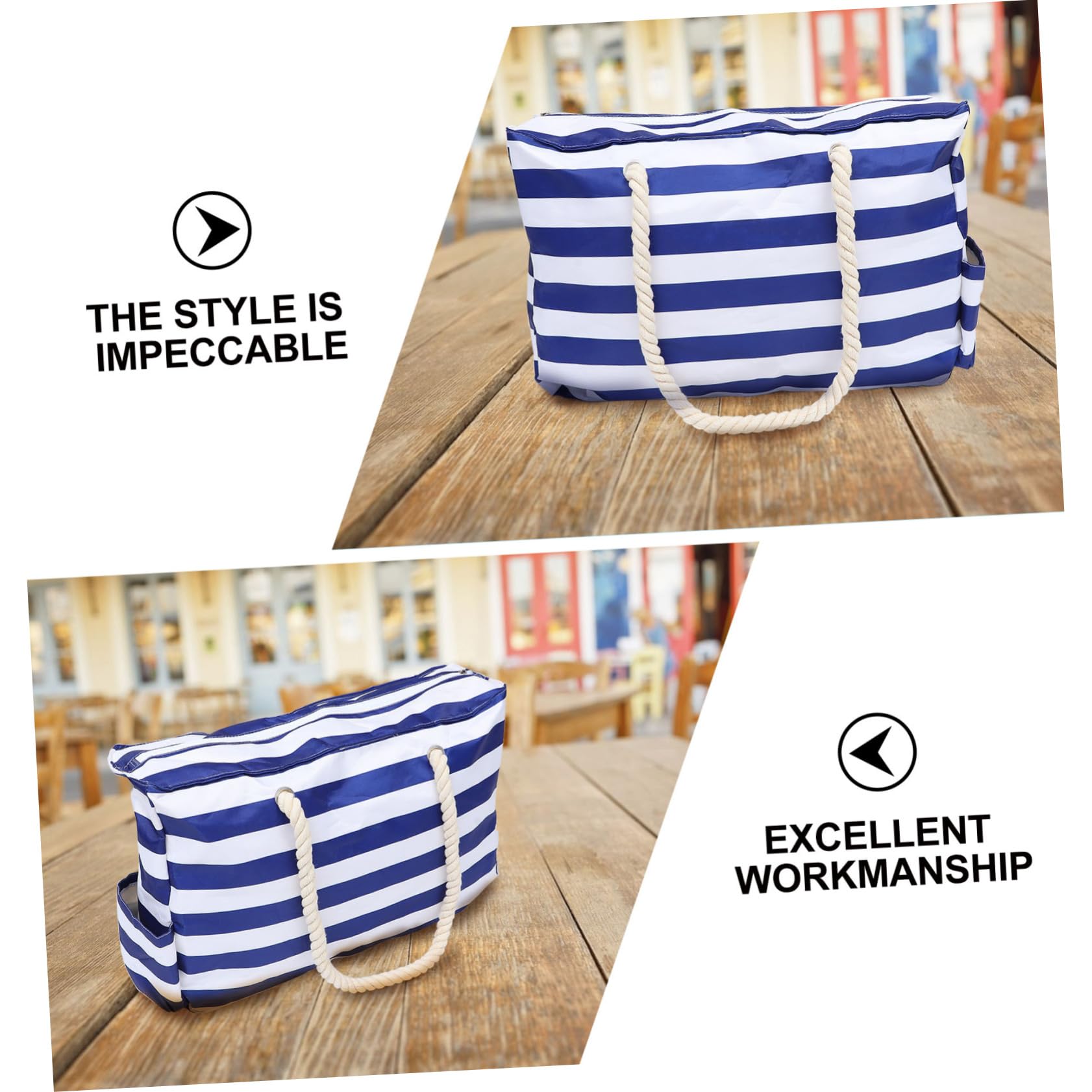 OUNONA Sac de Plage Étanche Toile Pochette Imperméable pour Activités de Plein Air Grand Sac Fourre-tout pour Plage et Piscine Bleu