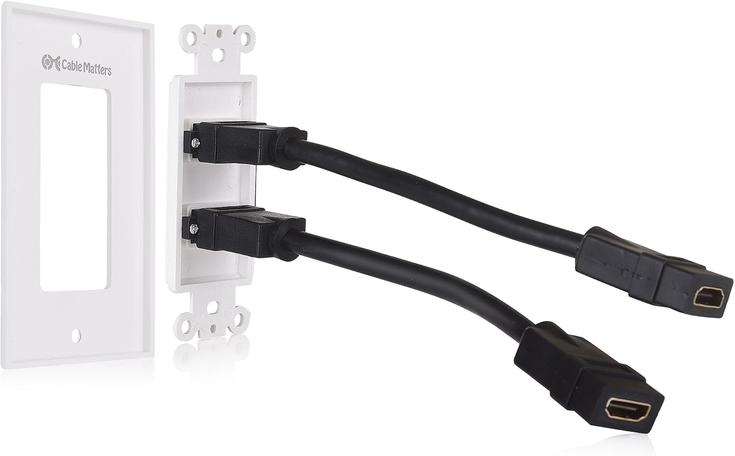 Cable Matters 2-Pack 2-Port HDMI Wall Plate in White (4K UHD, ARC, and Ethernet pass-thru support)