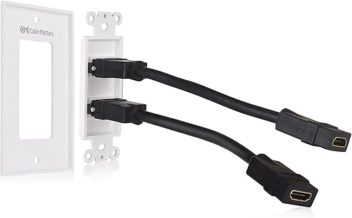 Miniatura 5 de Cable Matters Paquete de 2 placas de pared HDMI de 2 puertos en blanco (soporte de paso 4K UHD, ARC y Ethernet)
