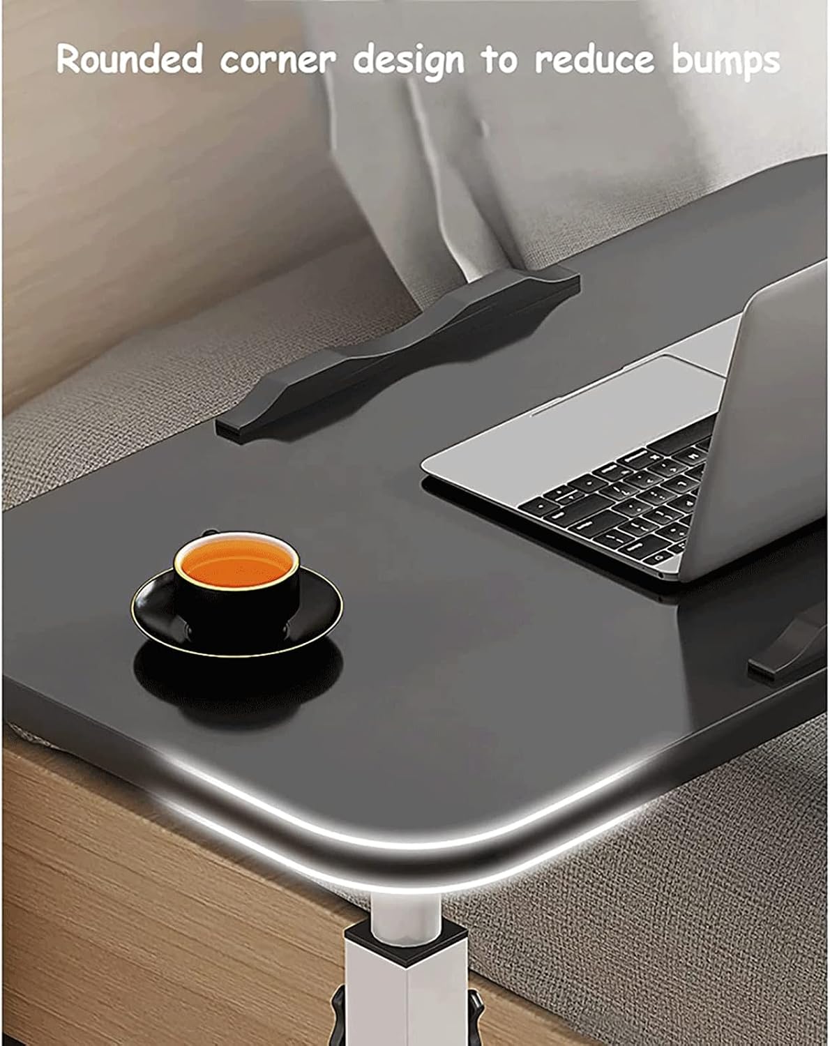Adjustable Height Overbed Table with Wheels for Home Office Rolling Laptop Desk with Side Table Portable Mobile Computer Table for Working and Dining Sofa End Table (Color : C)