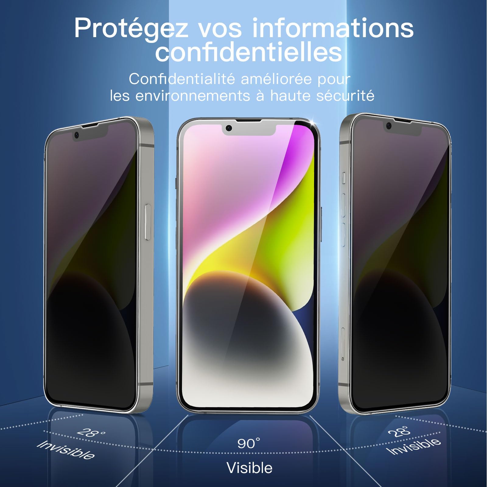 NEW'C 3 Sztuki, Prywatność Ochraniacz Ekranu dla iPhone 16e, iPhone 14, iPhone 13, iPhone 13 Pro (6,1 cala), Udoskonalony Kąt Prywatności 28 Stopni, Ultra Trwała Twardość 9H, Bez Bąbelków