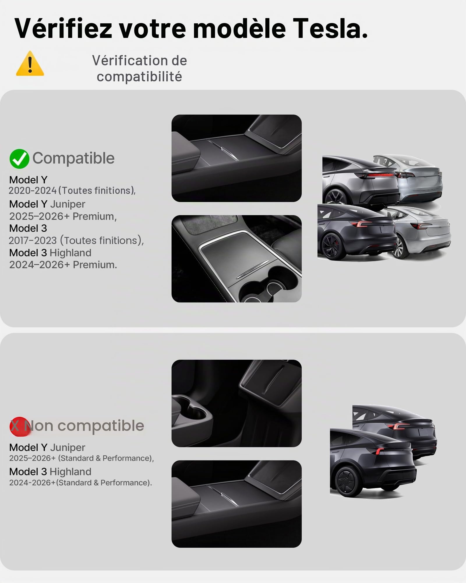 Lot de 2 Protection Siege pour Tesla Model 3 2017-2023, 2024-2026 Highland(Seulement Premium), Model Y 2020-2024,2025-2026(Seulement Premium) Accessoires Protection Dossier Siege Avant
