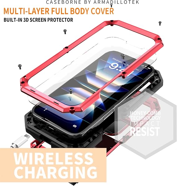 Case for iPhone 16 Pro Max/16 Pro/16 Plus/16, Slide Camera Protection Aluminum Metal Silicone Military Heavy Duty Shockproof Full Body Case with Built-in Screen Protector