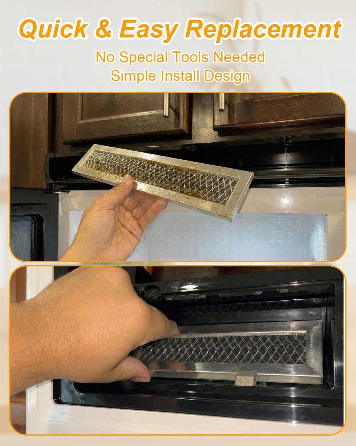 Microwave Filter Replacement Fit for Frigidaire FGMV17WNVFA FMV152KSA FMV152KBA FMV152KMA FMV152KQA FMV152KWA, Microwave Recirculating Filter 2PCS