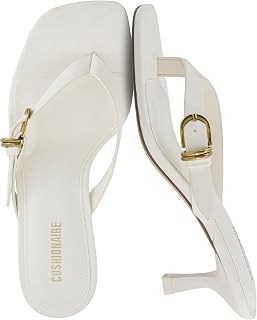 CUSHIONAIRE Marlin Low Kitten Heels for Women, Thong Style Dressy Heeled Womens Sandals with Adjustable Buckle Closure