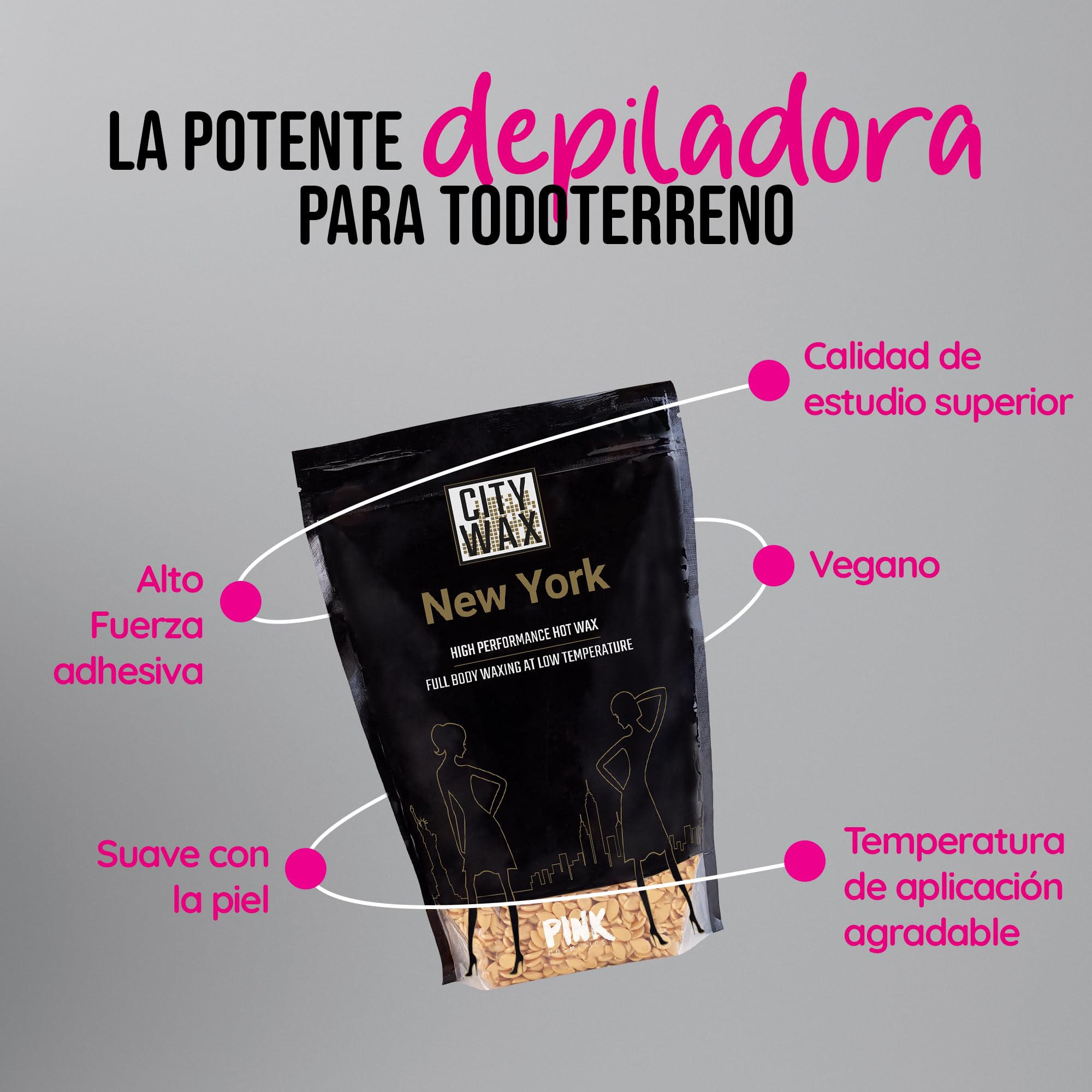 NEW YORK CITY WAX Cera para depilación 1kg - Depilación suave de cuerpo completo a partir de 2 mm de longitud de cabello con perlas de cera de calidad profesional - Frijoles de cera - Bikini brasileño