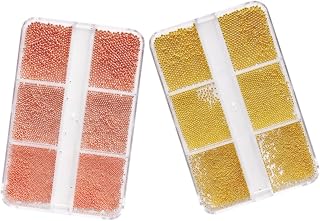 DOITOOL 2 Boxes American Steel Pearl Armor Rose Jewelry Mini Manicure Set Girls Jewelry Round Nail Beads Mermaid Beads 3D Mini Beads 3D Nail Beads 3D Beads Decorative Nail Studs Caviar