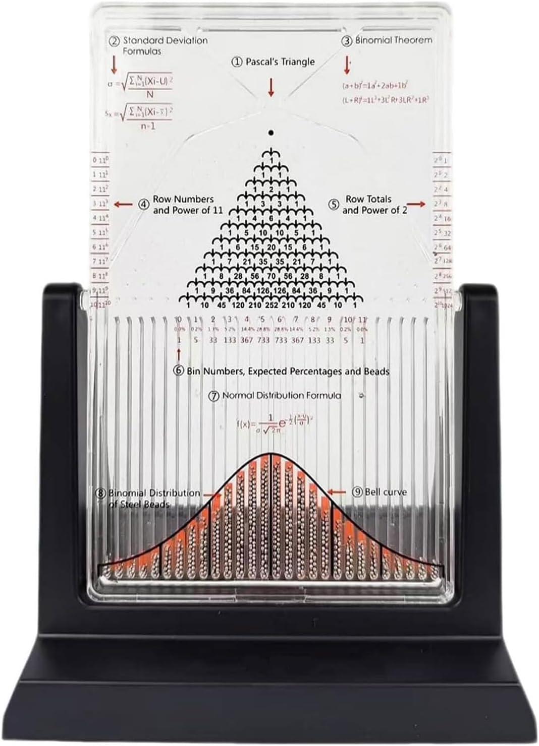 Desk Galton Board, Bability Demonstration Model with Bell Curve, Effective Statistical Law Demonstration Experiment Tool for Random Distribution